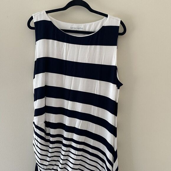 NWT Soft Surroundings‎ Blue White Striped Vela Infinity Maxi Dress Stretch Sz 2X - Picture 3 of 15
